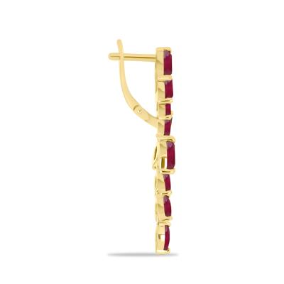 BUY 14K GOLD WITH GLASS FILLED RUBY GEMSTONE CLUSTER EARRING